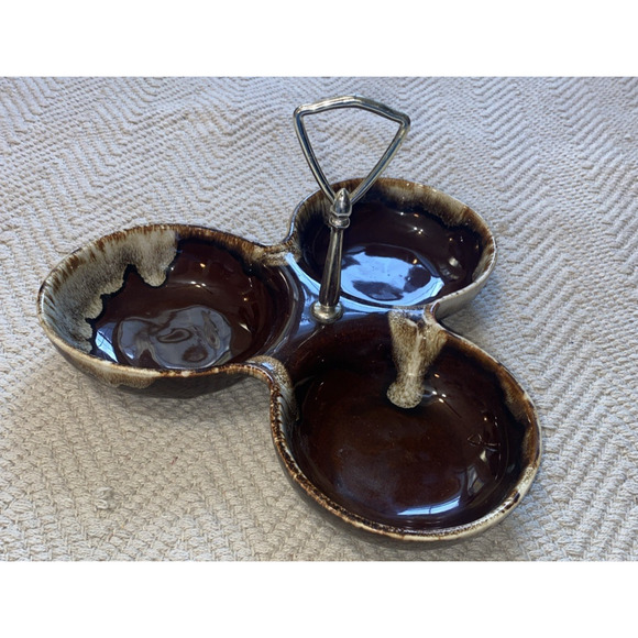 Vintage Pfaltzgraff #350 Brown Drip Glaze Ceramic American Relish Dish USA - Picture 2 of 8